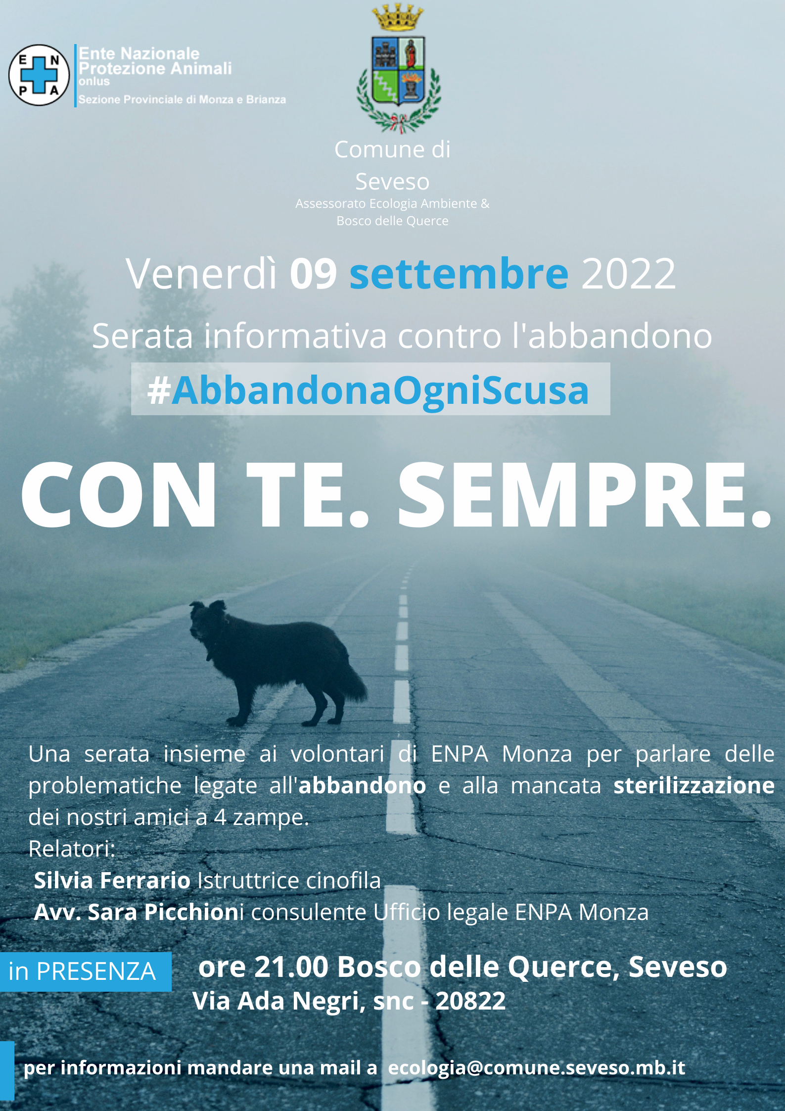 "Con te. Sempre", la serata contro l'abbandono